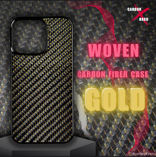 Iphone Woven Carbon Fiber Case | Gold