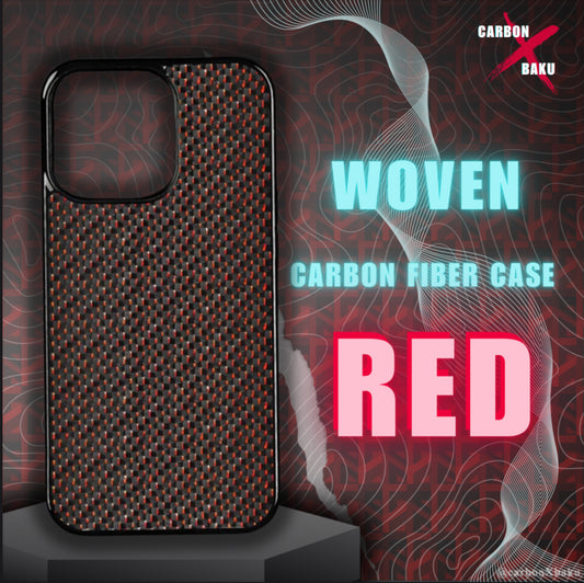 Iphone Woven Carbon Fiber Case | Red