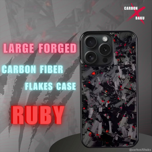 Iphone Large  Carbon FIber Flakes Case | Ruby