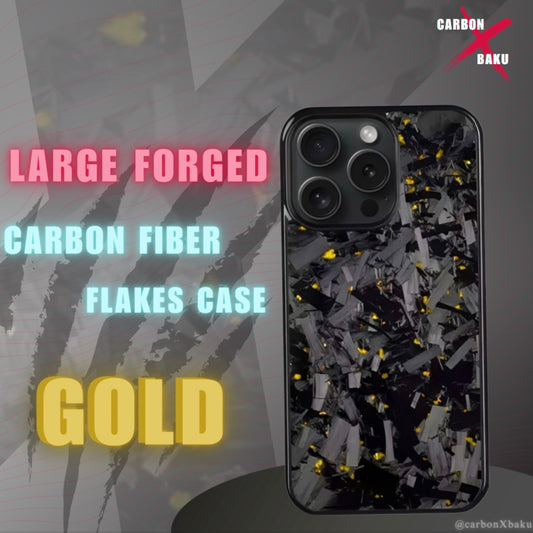 Iphone Large  Carbon FIber Flakes Case | Gold