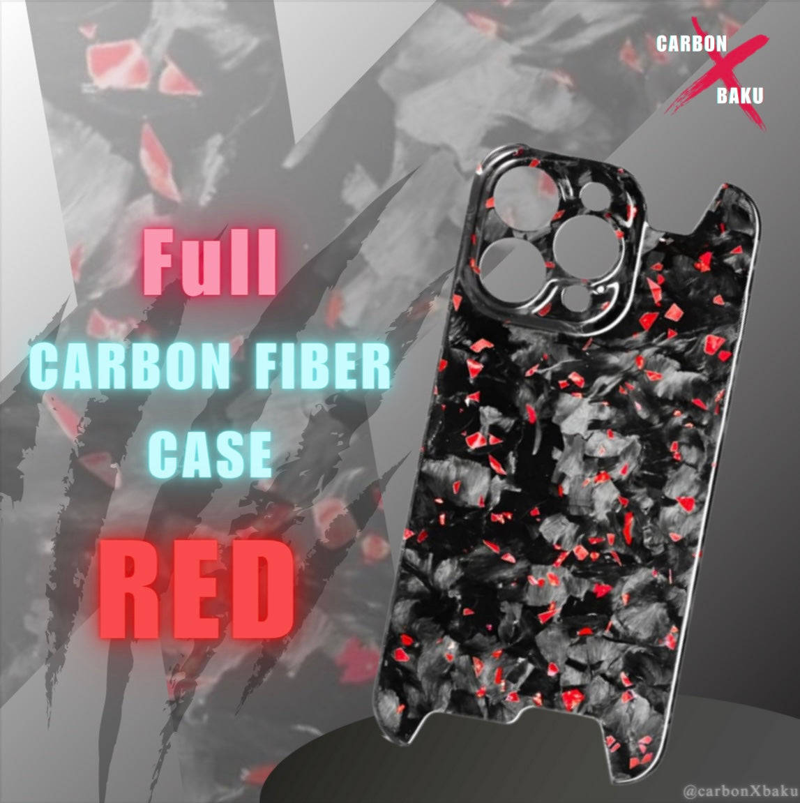 Iphone Full Carbon FIber Case | Red