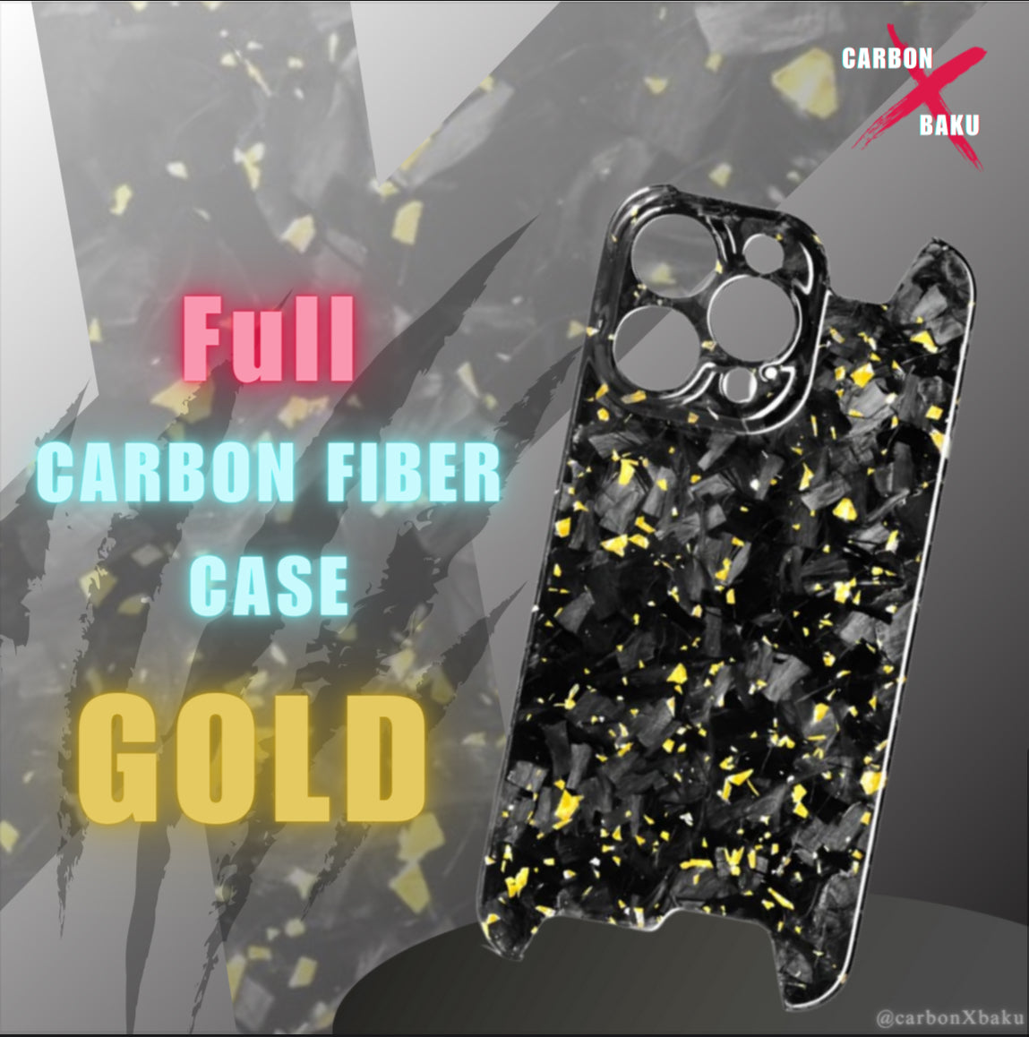 Iphone Full Carbon FIber Case | Gold