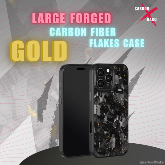 Iphone Large  Carbon FIber Flakes Case | Gold