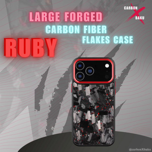 Iphone Large  Carbon FIber Flakes Case | Ruby